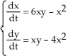The Liapunov function V(x,y) = 2   - xy + 3   is suitable to confirm that the fixed point at the origin for the autonomous system   is at least stable.