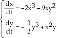 Let V(x , y)  = A   + B   , where A and B are constant real numbers, be a Liapunov function in a domain D (containing the fixed point at the origin)  for the autonomous non-linear system   .Find A and B if the derivative of V along the trajectories of the system is equal to -   .Is the origin stable, asymptotically stable, or unstable? A)  A = 2, B = -3; asymptotically stable B)  A = -2, B = -3; unstable C)  A =2, B = 3; unstable D)  A = -2, B = 3; stable E)  A = 2, B = 3; asymptotically stable