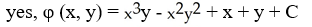 Is F (x,y)  = (3   y + 2x   + 1)  i + (   + 2   y + 1)  j conservative? If so, find a potential for it. A)    B)    C)    D)    E)  No, it is not conservative.