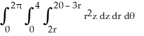  <strong>Let J =   where E is the region enclosed by the paraboloids z = 2(   +   ) and   . Express J in cylindrical coordinates [r,  \theta , z]. Do not evaluate.</strong> A)   B)   C)   D)   E)   <div style=padding-top: 35px>  