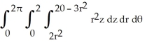  <strong>Let J =   where E is the region enclosed by the paraboloids z = 2(   +   ) and   . Express J in cylindrical coordinates [r,  \theta , z]. Do not evaluate.</strong> A)   B)   C)   D)   E)   <div style=padding-top: 35px>  