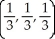 The surfaces x + y + z = 1, x = 0, y = 0, z = 0 bound a solid object of constant density. Find its centre of mass. A)    B)    C)    D)    E)   