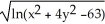  The set of all points (x,y)  in the plane satisfying   +    \le  1 is the domain of which function? A)  f(x,y)  =   B)  f(x,y)  =   C)  f(x,y)  =   D)  f(x,y)  =   E)  f(x,y)  =   