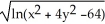  The set of all points (x,y)  in the plane satisfying   +    \le  1 is the domain of which function? A)  f(x,y)  =   B)  f(x,y)  =   C)  f(x,y)  =   D)  f(x,y)  =   E)  f(x,y)  =   