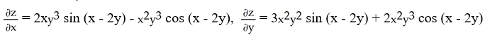 <strong>Find and if z = f(x, y) = sin(x - 2y).</strong> A) B) C) D) E)