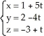 Find the equation of the plane tangent to the surface 5x<sup>2</sup> - 2y<sup>2</sup> + 2z = - 9 and parallel to the plane 5x -4y + z = 2. A)    , t      B)  <sup>5x - 4y + z = - 6</sup> C)  10x -4y + 2 = 0 D)  5x - 4y + z = 9 E)    , t     