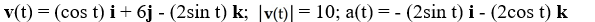 <strong>Find the velocity, speed, and acceleration at time t of a particle that has position function r(t) = (2sin t) i + 6t j + (2cos t) k.</strong> A) B) C) D) E)