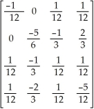 Use Maple or other computer algebra software to calculate the inverse of the matrix A =   . A)    B)    C)    D)    E)   