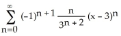 Find the Taylor series for f(x)  =   about x - 3. On what interval does the series converge to f(x) ? A)  f(x)  =   , for 0 < x < 6 B)  f(x)  =   , for 0 < x < 6 C)  f(x)  =   , for 0 < x  \le  6 D)  f(x)  =   , for 0 < x < 6 E)  f(x)  =   , for 0 < x  \le  6 