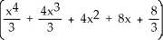 Find a reduction formula for I<sub>n</sub> =   and use it to evaluate I<sub>4 </sub> = .     dx A)    =     -     ,   =     + C B)    =     +     ,   =     + C C)    =     - n   ,   =     + C D)    =     + n   ,   =     + C E)    =     +     ,   =     + C