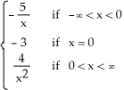 <strong>Let g(x) = .Evaluate g(x).</strong> A) \infty B) -3 C) - \infty D) 1 E) none of the above
