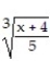 Find the inverse of the function. -f(x)  = 5x<sup>3</sup> - 4 A) Not a one-to-one function  B)  f<sup>-1</sup>(x)  =   C)   f<sup>-1</sup>(x)  =   + 4 D)  f<sup>-1</sup>(x)  =  