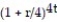 Solve the problem. -An investment of P dollars is deposited in a savings account that is compounded quarterly with an annual interest rate of r, where r is expressed as a decimal. The amount of money A in the account after t years is given by A = P   . Use this equation to determine the time it takes for an investment of $10,000 to increase to $12,000 if it is placed in an account that is compounded quarterly with an annual interest rate of 1.6%. Round to the nearest tenth. A)  9.6 years B)  11.4 years C)  45.7 years D)  2.9 years