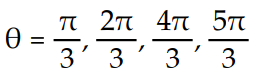  Solve for the angle θ, where 0 ≤ θ ≤ 2π -   \theta   =   A)   \theta = 0,   \pi , 2  \pi  B)     C)     D)      