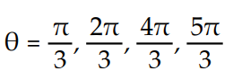  Solve for the angle θ, where 0 ≤ θ ≤ 2π -  \theta =   A)  \theta  = 0,   \pi , 2  \pi    B)     C)      D)      