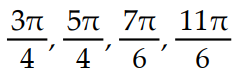  Solve for the angle θ, where 0 ≤ θ ≤ 2π -sin 2 \theta  + cos  \theta = 0 A)      B)     C)      D)     