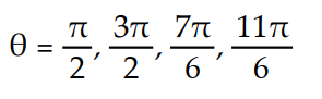  Solve for the angle θ, where 0 ≤ θ ≤ 2π -sin 2 \theta  + cos  \theta = 0 A)      B)     C)      D)     