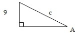 Use the inverse trig functions to express the angle in terms of the indicated unknown side. -  Express angle A in terms of c. Use one of the inverse trig functions   ,    , or   . A)   A =      B)   A =     C)  A =      D)   A =    