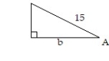 Use the inverse trig functions to express the angle in terms of the indicated unknown side. -  Use one of the inverse trig functions   or    to express angle A in terms of b. A)  A =      B)   A =     C)    A =      D)  A =    