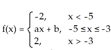 Choose the one alternative that best completes the statement or answers the question. Find numbers a and b, or k, so that f is continuous at every point. -  A)  a = 2, b = -4 B)  a = -2, b = 2 C)  a = 2, b = 8 D)  Impossible