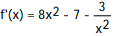 Find the derivative of the function. -f(x)  = 4x<sup>2</sup> - 7x + 8 -   A)     B)      C)      D)     