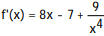 Find the derivative of the function. -f(x)  = 4x<sup>2</sup> - 7x + 8 -   A)     B)      C)      D)     