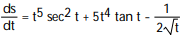 Find the derivative. -s =   tan t -   A)     B)      C)      D)     