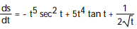 Find the derivative. -s =   tan t -   A)     B)      C)      D)     