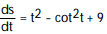 Find the derivative. -s =   - csc t + 9 A)      B)      C)      D)     