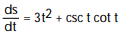 Find the derivative. -s =   - csc t + 9 A)      B)      C)      D)     