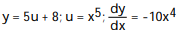 Write the function in the form y = f(u)  and u = g(x) . Then find dy/dx as a function of x. -y =   A)    B)    C)    D)     