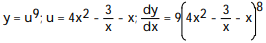 Write the function in the form y = f(u) and u = g(x) . Then find dy/dx as a function of x. -y = A) B) C) D)