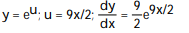 Write the function in the form y = f(u) and u = g(x) . Then find dy/dx as a function of x. -y = A) B) C) D)