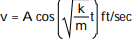 Solve the problem -The position(in feet)  of an object oscillating up and down at the end of a spring is given by   at time t (in seconds) . The value of A is the amplitude of the motion, k is a measure of the stiffness of the spring, and m is the mass of the object. Find the object's velocity at time t. A)   B)   C)   D)   