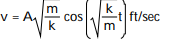 Solve the problem -The position(in feet)  of an object oscillating up and down at the end of a spring is given by   at time t (in seconds) . The value of A is the amplitude of the motion, k is a measure of the stiffness of the spring, and m is the mass of the object. Find the object's velocity at time t. A)   B)   C)   D)   