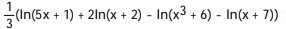 Use logarithmic differentiation to find the derivative of y. -y =   A)        B)    C)  3     D)    +   -   -  