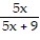 Use logarithmic differentiation to find the derivative of y with respect to the independent variable. -y =   A)      B)      C)  ln ( 5x + 9)  +   D)  x ln ( 5x + 9) 