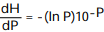 Solve the problem. -The pH scale is used by chemists to measure the acidity of a solution. It is a base 10 logarithmic scale. The pH, P, of a solution and its hydronium ion concentration in moles per liter, H, are related as follows: H = Find the formula for the rate of change . A) B) C) D)