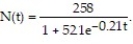 Solve the problem. -The number of employees of a company, N(t) , who have heard a rumor t days after the rumor is started is given by the logistic equation What is the rate of change N'(t) ? A) N'(t) = B) N'(t) = C) N'(t) = D) N'(t) =