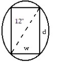 Choose the one alternative that best completes the statement or answers the question.  -The strength S of a rectangular wooden beam is proportional to its width times the square of its depth. Find the dimensions of the strongest beam that can be cut from a   cylindrical log. (Round answers to the nearest tenth.)    A)  w = 6.9 in.; d = 9.8 in. B)  w = 7.9 in.; d = 8.8 in. C)  w = 7.9 in.; d = 10.8 in. D)  w = 5.9 in.; d = 10.8 in.