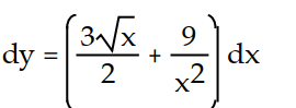 Express the relationship between a small change in x and the corresponding change in y in the form   .  -y = 3   -    A)     B)     C)     D)    