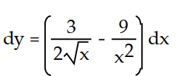 Express the relationship between a small change in x and the corresponding change in y in the form   .  -y = 3   -    A)     B)     C)     D)    