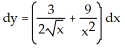 Express the relationship between a small change in x and the corresponding change in y in the form   .  -y = 3   -    A)     B)     C)     D)    