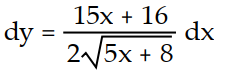 Express the relationship between a small change in x and the corresponding change in y in the form   .  -y = x   A)     B)     C)     D)    