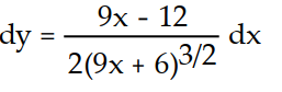 Express the relationship between a small change in x and the corresponding change in y in the form   .  -y =   A)     B)     C)     D)    