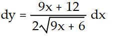 Express the relationship between a small change in x and the corresponding change in y in the form   .  -y =   A)     B)     C)     D)    