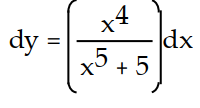 Express the relationship between a small change in x and the corresponding change in y in the form   .  -y = ln( 5 +   )  A)     B)     C)     D)    