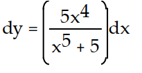 Express the relationship between a small change in x and the corresponding change in y in the form   .  -y = ln( 5 +   )  A)     B)     C)     D)    