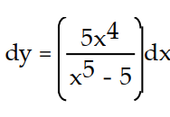 Express the relationship between a small change in x and the corresponding change in y in the form   .  -y = ln( 5 +   )  A)     B)     C)     D)    