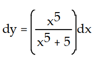 Express the relationship between a small change in x and the corresponding change in y in the form   .  -y = ln( 5 +   )  A)     B)     C)     D)    